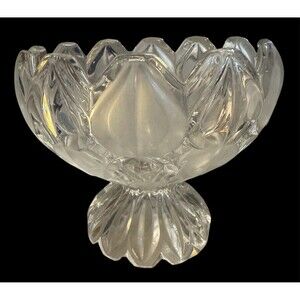 Vintage Bohemian Czech Lead Crystal Pedestal Bowl Standing 4.5" Tall and 5" Wide